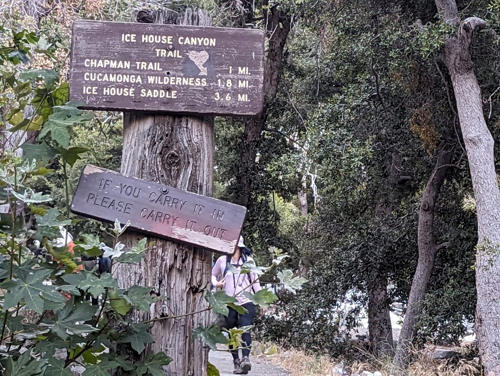 Icehouse Canyon Trailhead sign