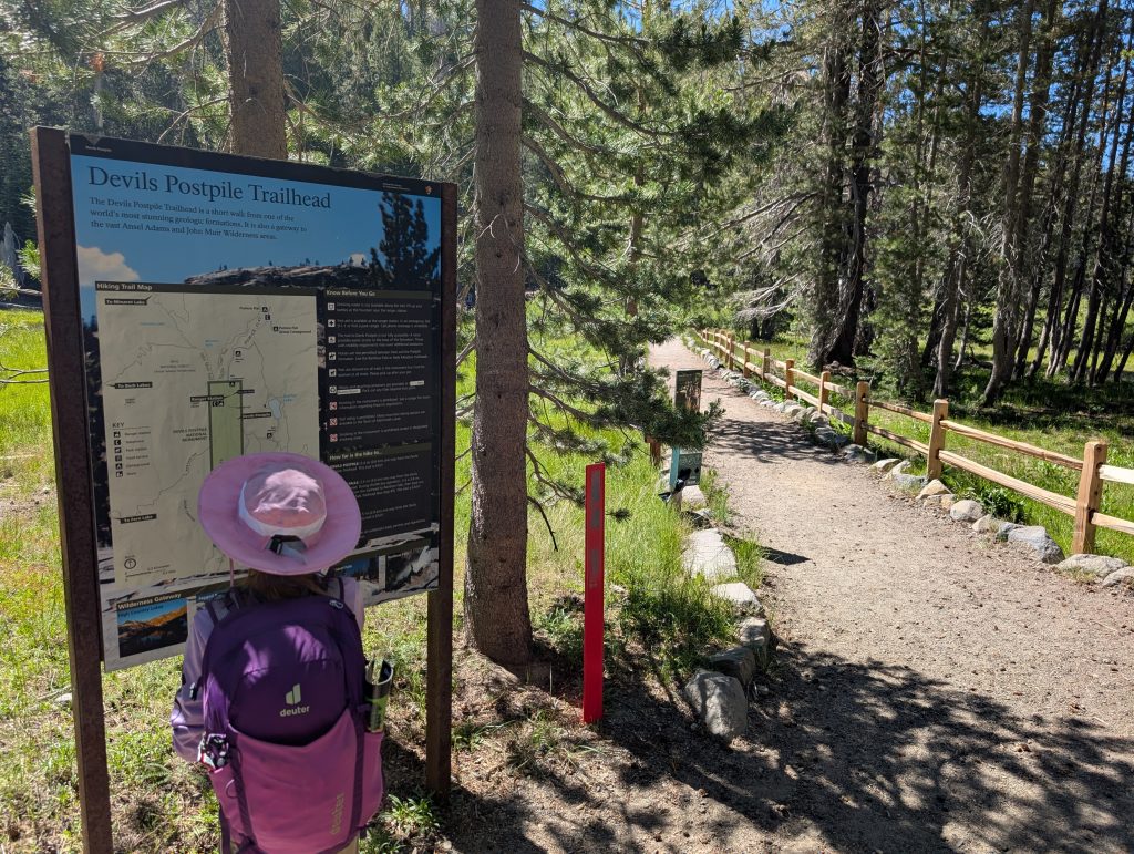 Trail Sign at beginning of Devil's Postpile trail